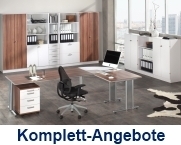 Schrankreihen, Schreibtischkombinationen, Komplett-Büros