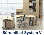 Büromöbel System V - Schreibtische, Aktenschränke, Rollcontainer, Konferenztische, Empfangstheken