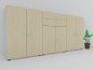 Preview: Büroschrankwand 240 cm breit 110,4 cm hoch MA5 Korpus Lichtgrau Türen Ahorn