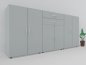 Preview: Büroschrankwand 240 cm breit 110,4 cm hoch MA5 Lichtgrau