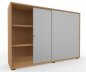 Preview: Schiebetürenschrank Master 160 cm breit 3 Ordnerhöhen Korpus Buche Türen Silber