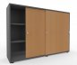 Preview: Schiebetürenschrank Master 160 cm breit 3 Ordnerhöhen Korpus Grafit Türen Buche