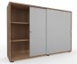 Preview: Schiebetürenschrank Master 160 cm breit 3 Ordnerhöhen Korpus Nussbaum Türen Silber