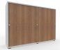 Preview: Schiebetürenschrank Master 160 cm breit 3 Ordnerhöhen Korpus Weiß Türen Nussbaum