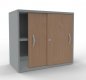Preview: Schiebetüren-Anstellschrank TEN 80 cm Lichtgrau/Buche