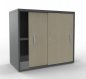 Preview: Schiebetüren-Anstellschrank TEN 80 cm onyxgrau/Ahorn