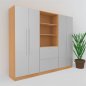 Preview: Büro Schrankwand Multi 10 240 cm breit zwei Büroschranke und ein Regal mit Hängeregisterauschzug Dekor Buche-Silber
