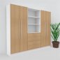 Preview: Büro Schrankwand Multi 10 240 cm breit zwei Büroschranke und ein Regal mit Hängeregisterauschzug Dekor Weiß-Eiche