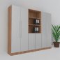 Preview: Büro Schrankwand MS5 240 cm breit 200,4 cm hoch Dekor Nussbaum-Silber
