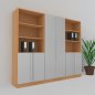 Preview: Büro Schrankwand MS6 Breite 240 cm Höhe 200,6 cm Dekor Buche-Silber