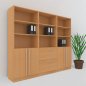 Preview: Büro Schrankwand MS8 Breite 240 cm Höhe 200,4 cm 2 Schränke und ein Regal mit Hängeregister Dekor Buche