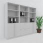 Preview: Büro Schrankwand MS8 Breite 240 cm Höhe 200,4 cm 2 Schränke und ein Regal mit Hängeregister Dekor Lichtgrau