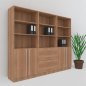Preview: Büro Schrankwand MS8 Breite 240 cm Höhe 200,4 cm 2 Schränke und ein Regal mit Hängeregister Dekor Nussbaum