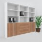Preview: Büro Schrankwand MS8 Breite 240 cm Höhe 200,4 cm 2 Schränke und ein Regal mit Hängeregister Dekor Weiß-Nussbaum