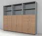 Preview: Büro Schrankwand 3529 Mega 240 cm breit  Lichtgrau Buche