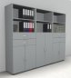 Preview: Büro Schrankwand 3529 Mega 240 cm breit  Lichtgrau