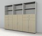 Preview: Büro Schrankwand 3529 Mega 240 cm breit  Weiss-Ahorn