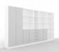 Preview: Büro Schrankwand Klassik Kombination 1 Weiss/Silber