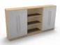 Preview: Büro Schrankwand Multi 1 240 cm breit Ahorn/Silber