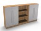 Preview: Büro Schrankwand Multi 1 240 cm breit Nussbaum/Silber
