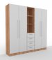 Preview: Büro Schrankwand Multi 3 200 cm breit Nussbaum/Silber