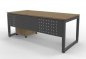 Preview: Büromöbel-Set RH1G Schreibtisch mit Sichtblende und Rollcontainer Gestell Grafit Dekor Asteiche