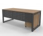 Preview: Büromöbel-Set RH1G Schreibtisch mit Sichtblende und Rollcontainer Gestell Grafit Dekor Eiche