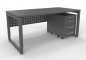 Preview: Büromöbel-Set RH1G Schreibtisch mit Sichtblende und Rollcontainer Gestell Grafit Dekor Grafit