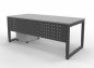 Preview: Büromöbel-Set RH1G Schreibtisch mit Sichtblende und Rollcontainer Gestell Grafit Dekor Lichtgrau