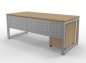 Preview: Büromöbel-Set RH1G Schreibtisch mit Sichtblende und Rollcontainer Gestell Silber Dekor Ahorn