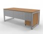 Preview: Büromöbel-Set RH1G Schreibtisch mit Sichtblende und Rollcontainer Gestell Silber Dekor Buche