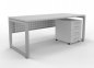 Preview: Büromöbel-Set RH1G Schreibtisch mit Sichtblende und Rollcontainer Gestell Silber Dekor Weiss