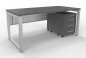 Preview: Büromöbel-Set RH1G Schreibtisch mit Sichtblende und Rollcontainer Gestell Silber Dekor Grafit