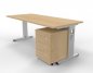 Preview: Büromöbel-Set OR1W Schreibtisch mit Rollcontainer Gestell Silber Dekor Ahorn