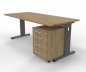 Preview: Büromöbel-Set OR1W Schreibtisch mit Rollcontainer Gestell Grafit Dekor Asteiche