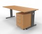 Preview: Büromöbel-Set OR1W Schreibtisch mit Rollcontainer Gestell Grafit Dekor Buche