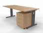 Preview: Büromöbel-Set OR1W Schreibtisch mit Rollcontainer Gestell Grafit Dekor Eiche