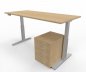 Preview: Büromöbel Set RMK1 Schreibtisch elektrisch mit Rollcontainer Gestell Silber Tischplatte und Rollcontainer Ahorn