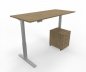 Preview: Büromöbel Set RMK1 Schreibtisch elektrisch mit Rollcontainer Gestell Silber Tischplatte und Rollcontainer Asteiche