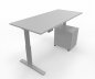 Preview: Büromöbel Set RMK1 Schreibtisch elektrisch mit Rollcontainer Gestell Silber Tischplatte und Rollcontainer Lichtgrau