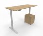 Preview: Büromöbel Set RMK1 Schreibtisch elektrisch mit Rollcontainer Gestell Weiß Tischplatte und Rollcontainer Ahorn