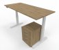 Preview: Büromöbel Set RMK1 Schreibtisch elektrisch mit Rollcontainer Gestell Weiß Tischplatte und Rollcontainer Asteiche