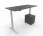 Preview: Büromöbel Set RMK1 Schreibtisch elektrisch mit Rollcontainer Gestell Weiß Tischplatte und Rollcontainer Grafit