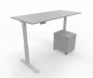 Preview: Büromöbel Set RMK1 Schreibtisch elektrisch mit Rollcontainer Gestell Weiß Tischplatte Lichtgrau