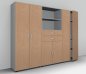 Preview: Büroschrankwand 240 cm breit 868 Mega Lichtgrau-Buche
