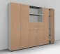 Preview: Büroschrankwand 240 cm breit 868 Mega Weiss-Buche