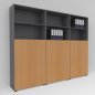 Preview: Büro-Schrankwand Basis K10 Grafit-Buche