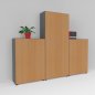 Preview: Büroschrankwand Basis 2 Grafit-Buche