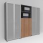 Preview: Büro Schrankwand Basis K9 Grafit-Nussbaum