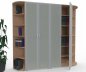 Preview: Büro Schrankwand M19 Mega 240 cm breit 2 Schränke mit Glastüren und 2 Eckabschlussregale Buche